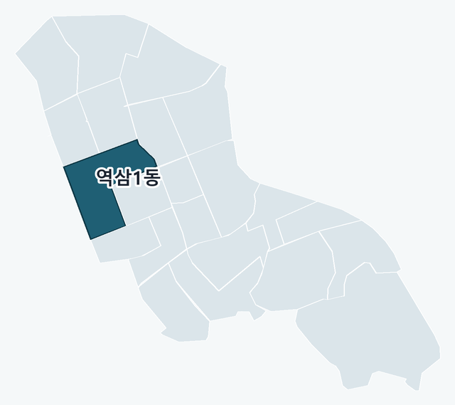 강남구 역삼1동 위치 — 강남구 행정동 경계 지도