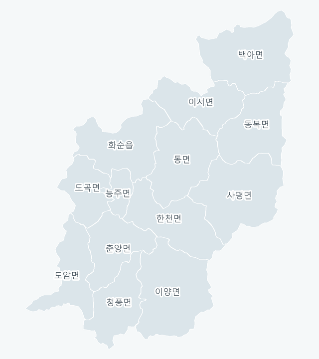 화순군 행정동 경계 지도