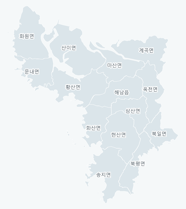해남군 행정동 경계 지도