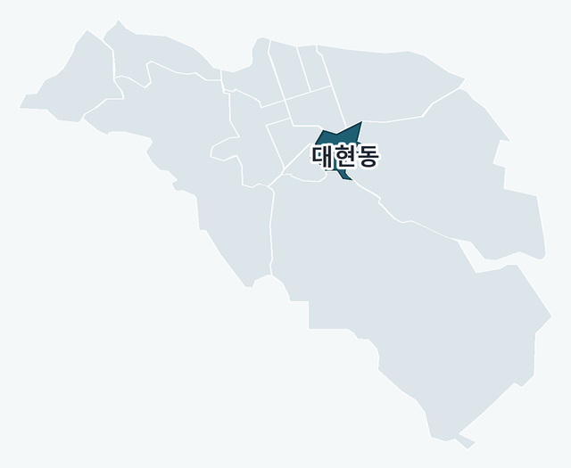 남구 대현동 위치 — 남구 행정동 경계 지도