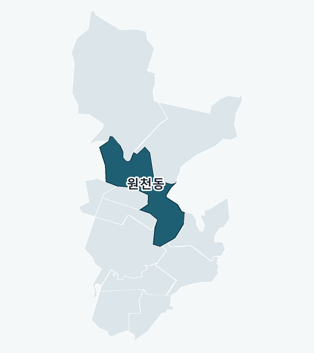 수원시 영통구 원천동 위치 — 수원시 영통구 행정동 경계 지도