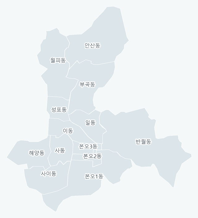안산시 상록구 행정동 경계 지도
