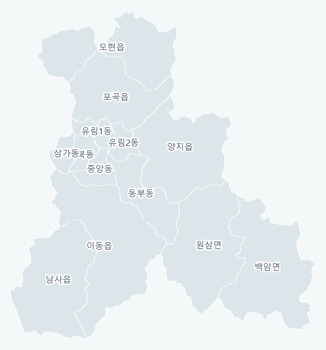 용인시 처인구 행정동 경계 지도