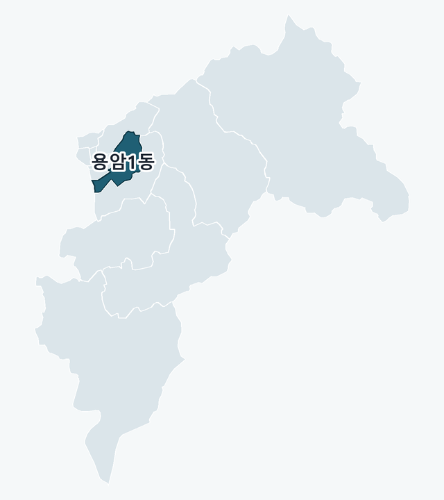 청주시 상당구 용암1동 위치 — 청주시 상당구 행정동 경계 지도