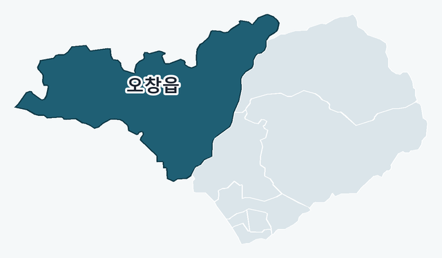 청주시 청원구 오창읍 위치 — 청주시 청원구 행정동 경계 지도