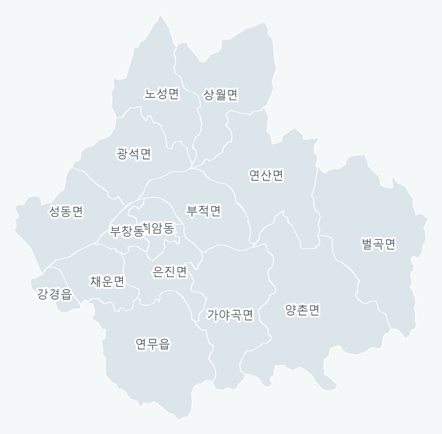 논산시 행정동 경계 지도
