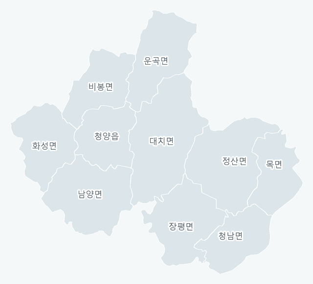 청양군 행정동 경계 지도