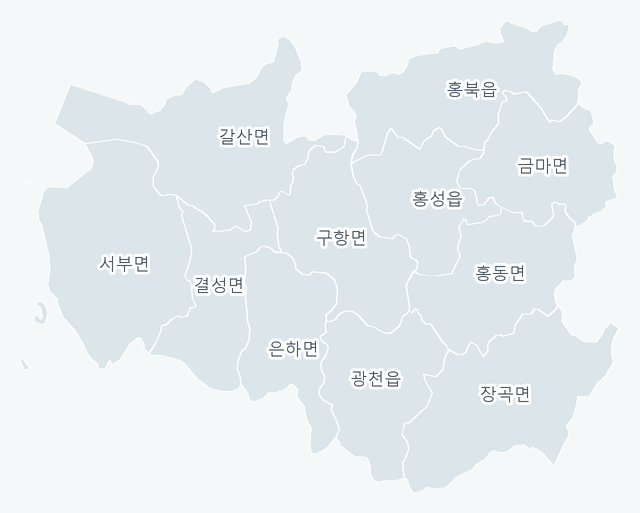 홍성군 행정동 경계 지도