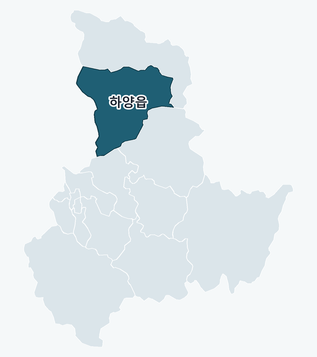 경산시 하양읍 위치 — 경산시 행정동 경계 지도