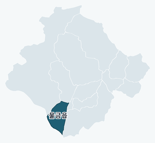 양산시 물금읍 위치 — 양산시 행정동 경계 지도