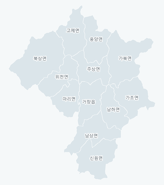 거창군 행정동 경계 지도