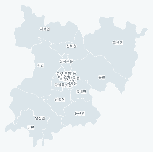 춘천시 행정동 경계 지도