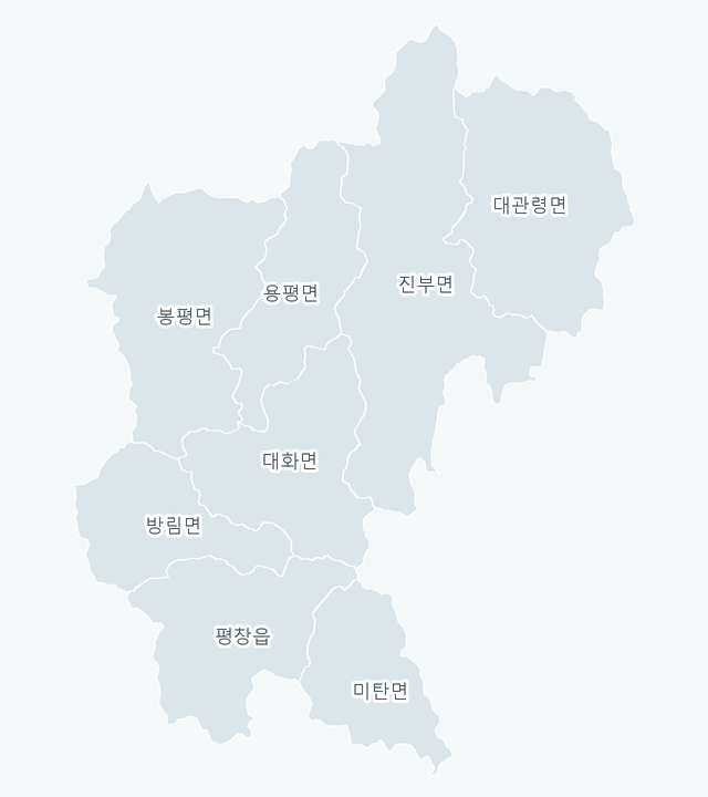 평창군 행정동 경계 지도