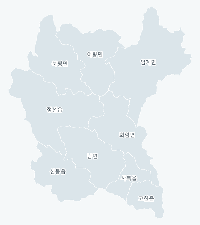 정선군 행정동 경계 지도