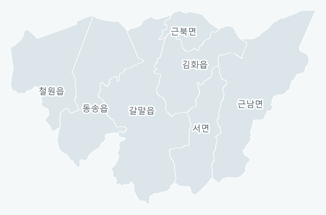 철원군 행정동 경계 지도