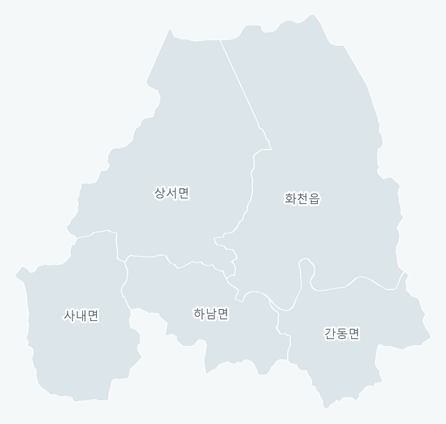 화천군 행정동 경계 지도