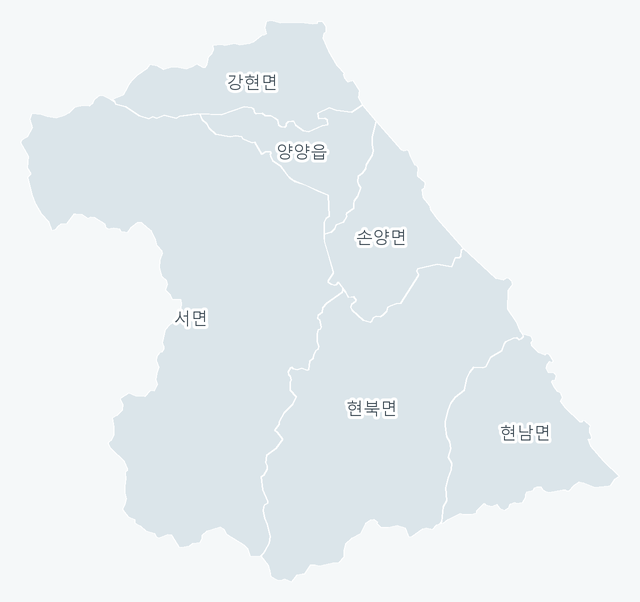 양양군 행정동 경계 지도