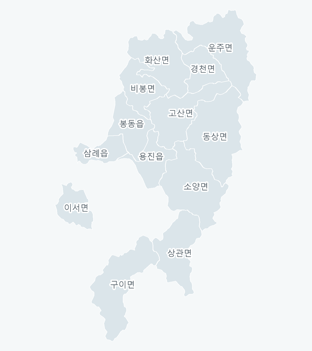 완주군 행정동 경계 지도