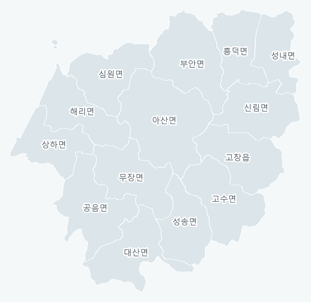 고창군 행정동 경계 지도