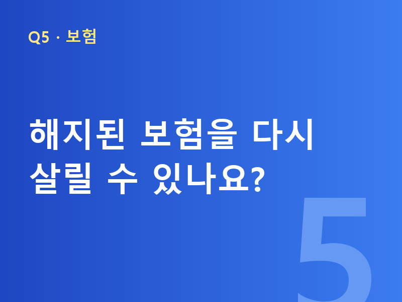 해지된 보험을 다시 살릴 수 있나요?