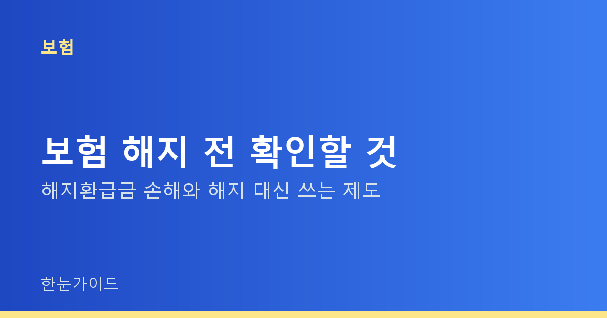 보험 해지 전 확인할 것 — 해지환급금 손해와 해지 대신 쓰는 제도