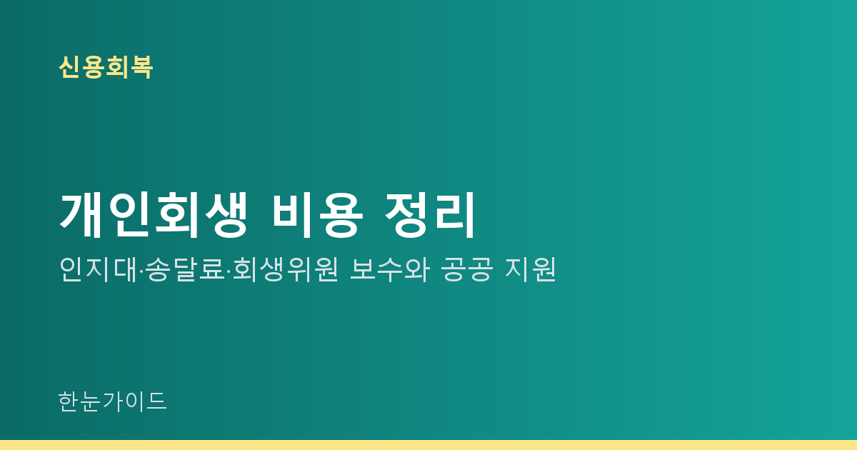 개인회생 비용 정리 — 인지대·송달료·회생위원 보수와 공공 지원